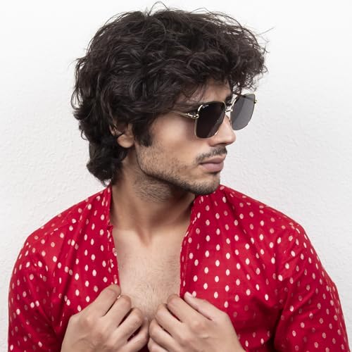 Image of Ted Smith and Stylish Square Sunglasses For Men Women | Full Rim & 100% UV Protection | Grey Lens & Metal Frame | Large | (58-18-145)