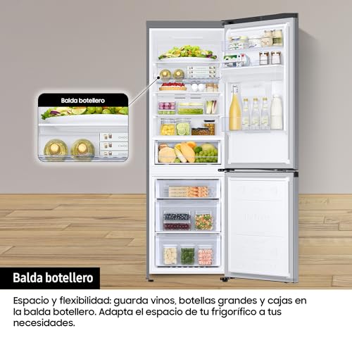 Samsung Frigorífico Combi IA 185.5cm Balda Botellero, Dispensador de agua 341L Clase D Plata RB34C632DSA/EF - imagen 8