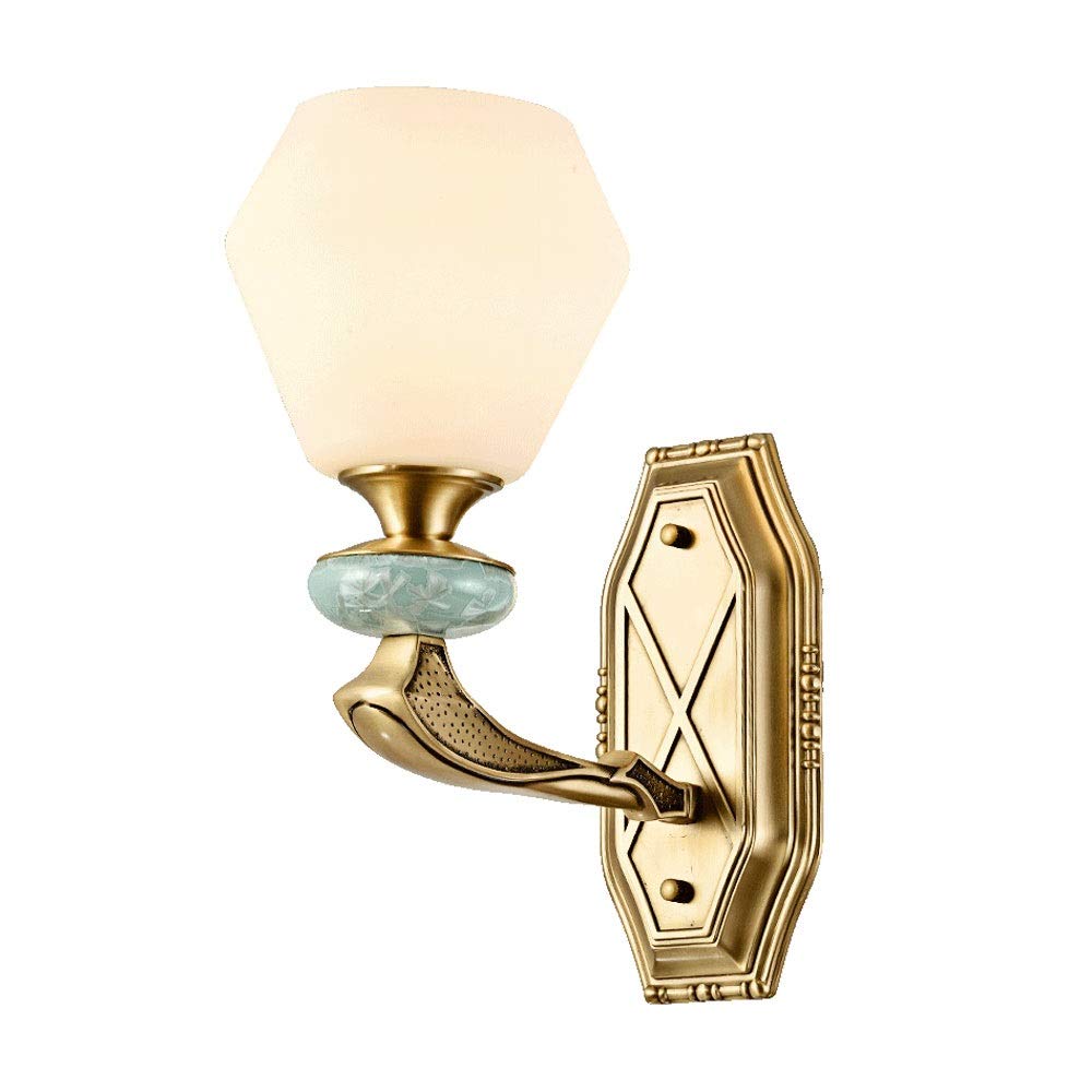 JYBNBBE Wall Sconces, Farmhouse Chandelier Minimalist Atmosphere H65 Copper Ceramic Living Room Wall Lamp Simple Luxury Retro Corridor Aisle Lights Indoor Living Room Bedroom Be,1 Pack