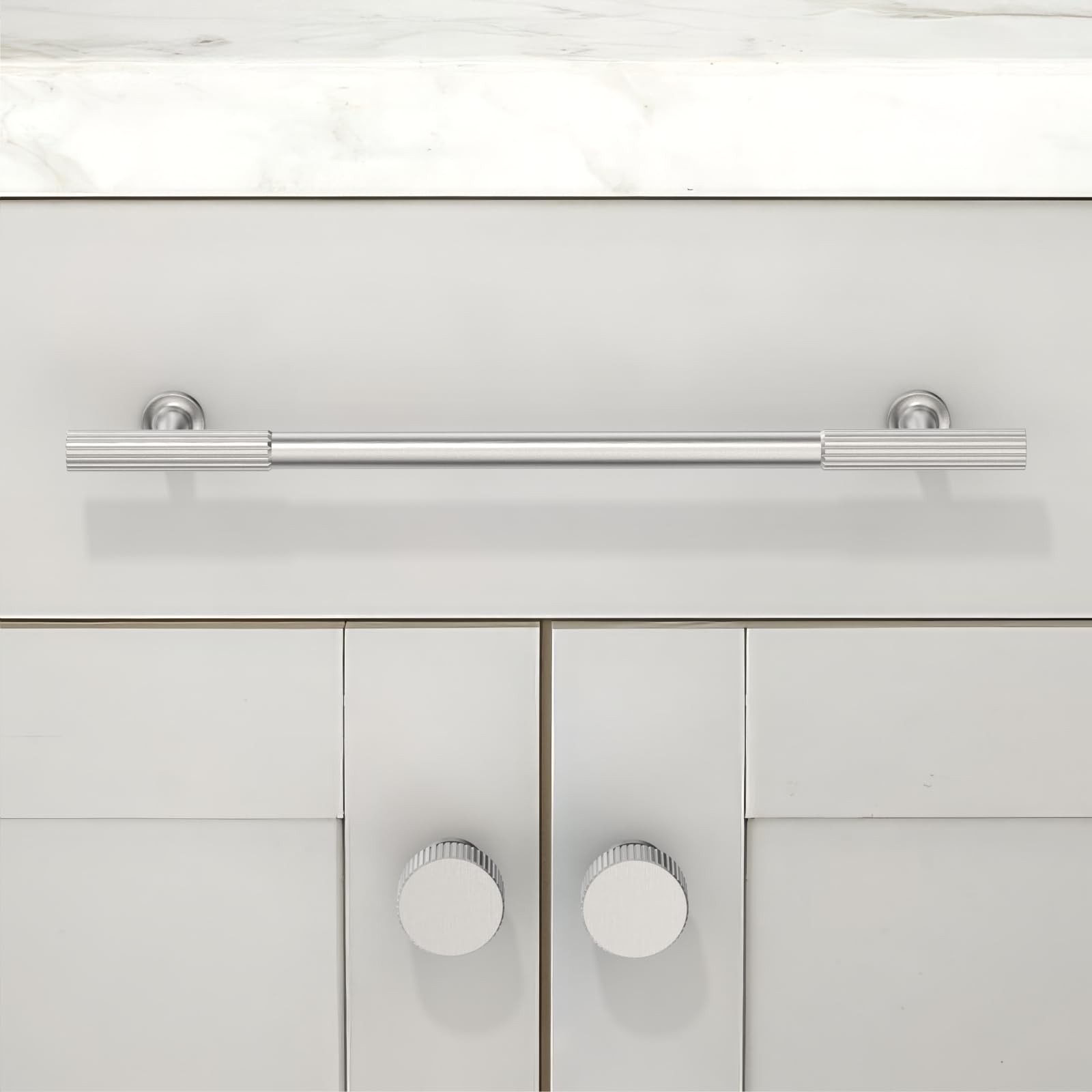 Paquete de 10 tiradores de gabinete de níquel satinado cepillado de 7.5 pulgadas (192 mm), manijas de gabinete de cocina de aleación de zinc sólido para gabinetes de gabinetes y cajones