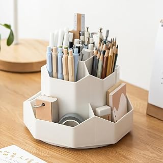 AccuPrints Sumiko 360-Degree Rotating Desk Organizer,Size 13 x 18 cm |Pen Pencil Holder with 9 Slot Desktop Organizer for ... Price In India
