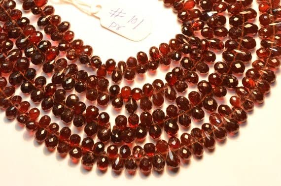 Grenat rouge pyrope naturel briolette micro-facettée 9mm fil de 4 pouces LKBEADS