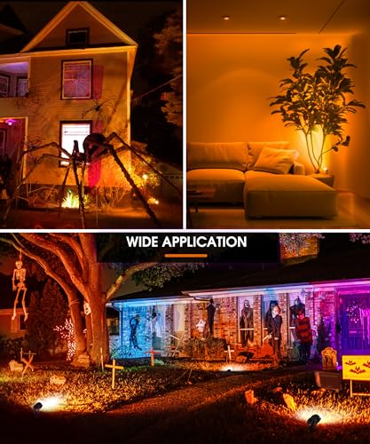 Image of L LOHAS LED Orange Halloween Outdoor Spotlight 5W Dusk to Dawn 2 Pack