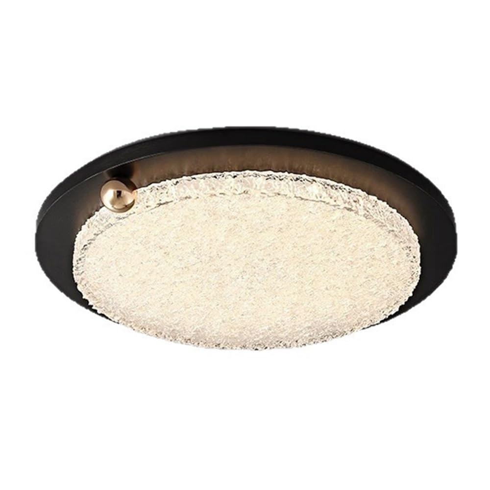 Plafonnier LED luxe en résine texturée et métal noir circulaire 62 cm