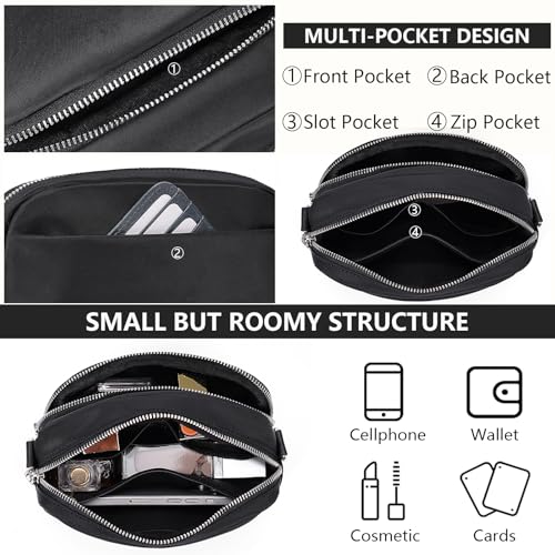 Image of Crossbody Bag for Women,Camera Sports Purses Lightweight Shoulder Bag Waterproof Purse with Adjustable Wide Strap (Black)