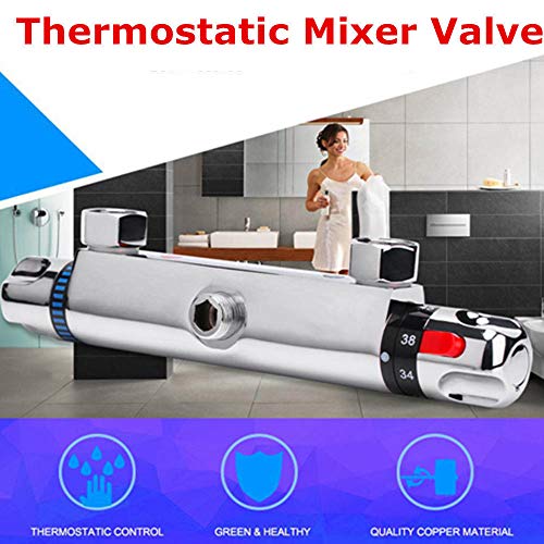 Thermostat Aufputz Wannenarmatur, 38℃ Wannenarmatur Thermostat Messing Duscharmatur mit Temperatureinstellung Brause 20～50℃ Wannenthermostat Badewannenarmatur aus Chrom