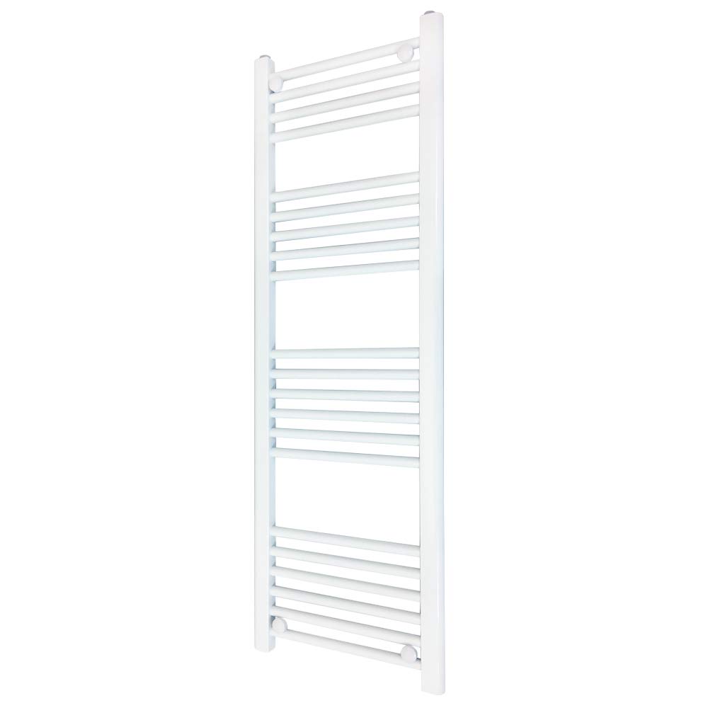 400mm (w) x 1200mm (h) Straight White Towel Rail, Ladder Rail - 1927 BTUs (Bar Pattern 4-5-6-6)