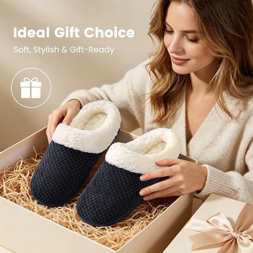 Image of ULTRAIDEAS Women's Breathable House Slippers with Memory Foam, Lightweight Cotton Blend Lining, Indoor Outdoor Slip On Design, Non Slip Rubber Sole for Bedroom, Machine Washable