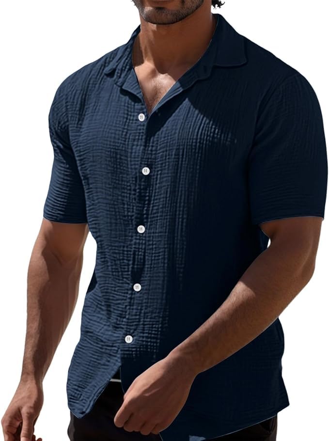 Image of ROYALICA Regular Fit Self Design Solid Spread Collar Casual, Formal Shirt for Men | Shirt for Men, Shirt for Men Design, Shirt, Shirt Gents, Shirts for Men (M, Navy Blue)