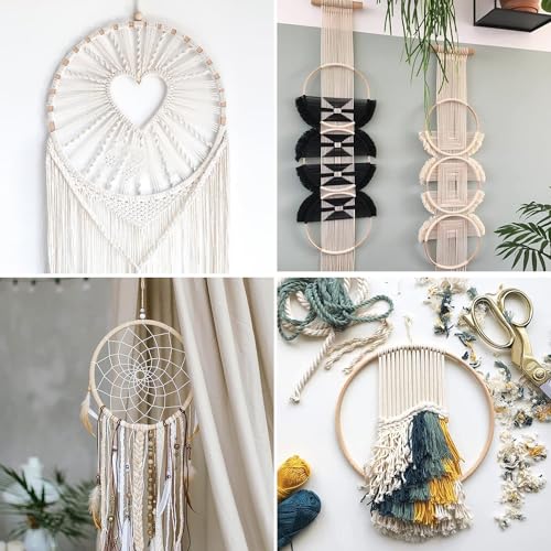 14 Stück Bambus Holzringe zum Basteln, 7 Größen Bambus Bastelringe Holz, Holzringe Makramee für Traumfänger, Hochzeitskranz und Wandbehang, 8 10 13 15 17 18 20 cm