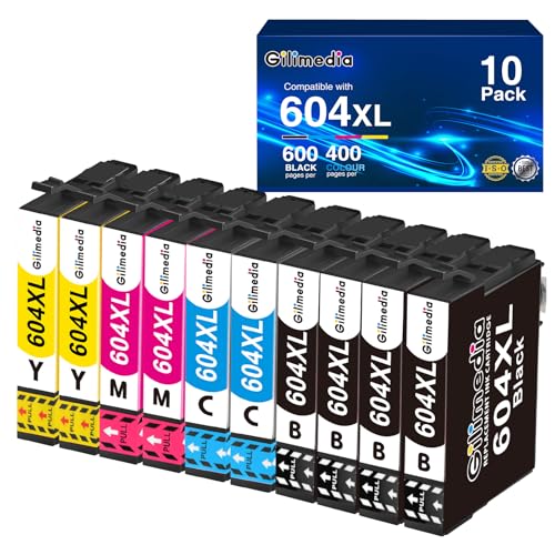 604XL 604 XL Druckerpatronen Kompatibel für Epson 604 Patronen für Expression Home XP-3200 Patronen XP-2200 XP-2205 XP-3205 XP-4200 Workforce WF-2910 WF-2930 WF-2935 WF-2950 (10er-Pack)