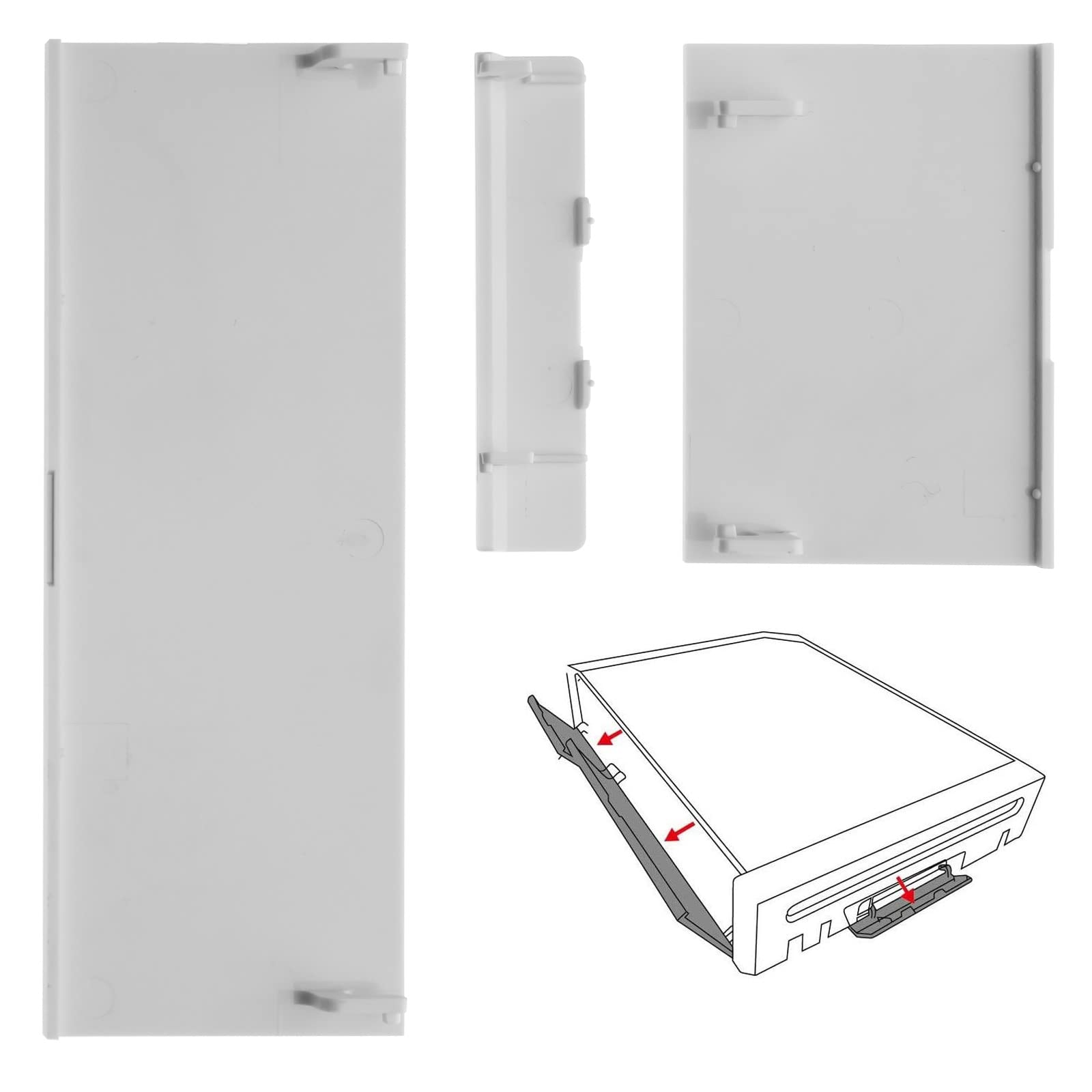 ECSiNG 2 juegos (6 piezas) de repuesto para tarjeta de memoria de puerta ranura para puerta kit de cubierta de carcasa protectora piezas de reparación 3 en 1 compatible con consola Wii, blanco