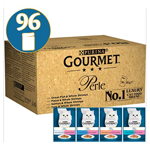 Gourmet Purina Perle Wet Cat Food - Ocean Delicacies in Gravy - Nourriture pour chat - 96 Sachets  (85 g x 96)