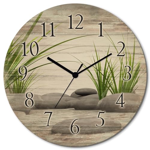 ARTLAND Wanddeko Wanduhr ohne Tickgeräusche aus Holz Funkuhr lautlos rund...