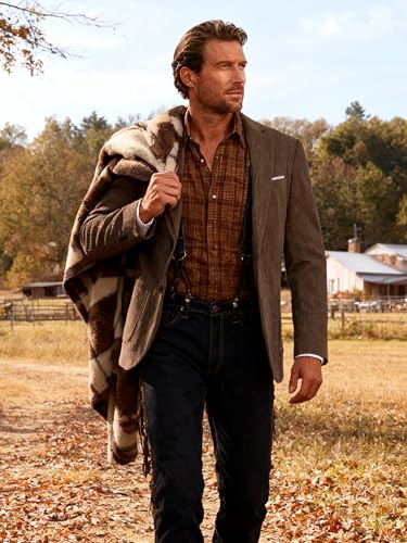 Barry.Wang Mens Vintage Blazer Corduroy Sport Coat Regular Fit Suit Jacket Halloween Christmas Holiday Cruise4