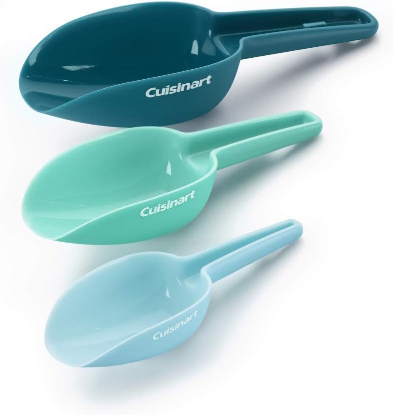 Cuisinart 3-Piece Multi-Purpose Scoop Set: 1 Cup, 2/3 Cup & 1/3 Cup Scoops for Flour, Ice Cream, Rice, Sugar - Dishwasher Safe