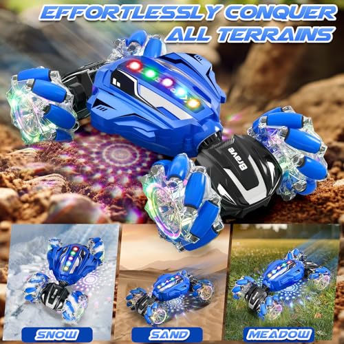 Image of Gesture Sensing RC Stunt Car - Boys Toys Age 6-12, 4WD Hand Controlled Remote Control Car with Light & Music, 360Rotation Twist Vehicle Toy, Christmas Birthday Gift for Boys Girls Age 6 7 8 9 10 11+