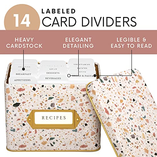 Jot & Mark Recipe Card Gift Box, 25 4x6 inch Cards, 14 Dividers, Decorative Tin Box - Image 6