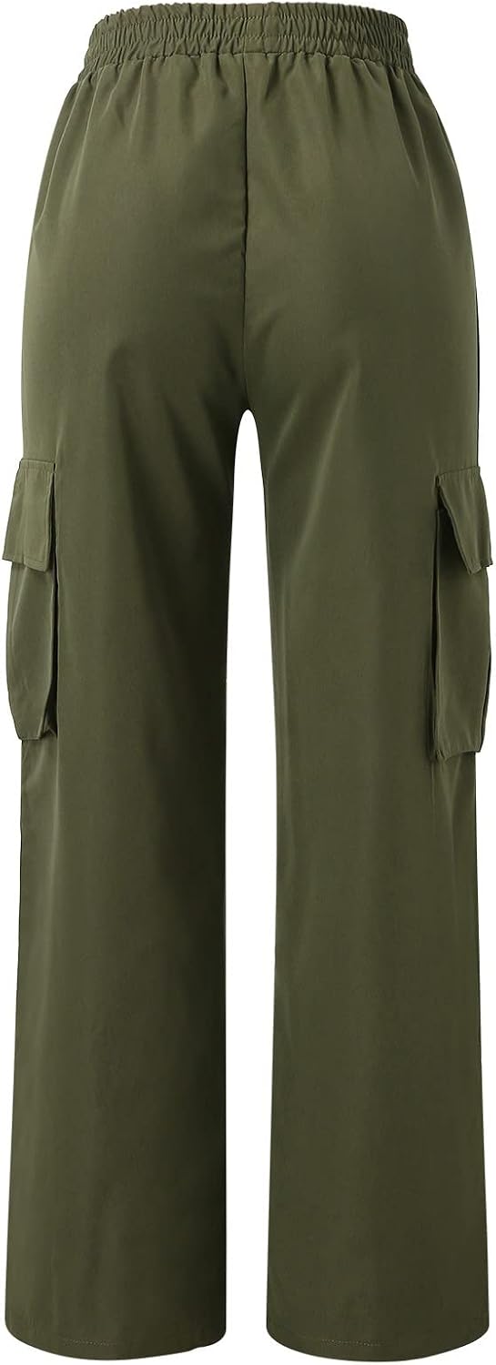 Pantalon Cargo Femme Été Y2K Streetwear – Pantalon Large Baggy Élastique Parachute Jogging Grande Taille Avec Ceinture Réglable