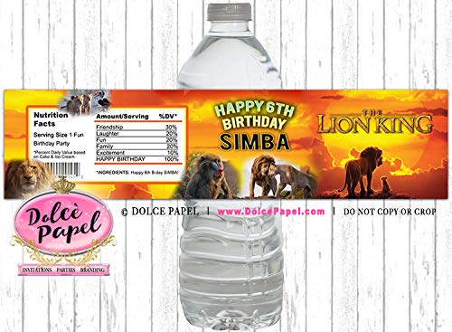 Buy 10 THE LION KING Simba Mufasa Water Bottle Label Stickers Teal and ...