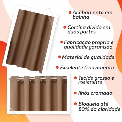 Cortina Blackout Em Tecido 4x 2,80m Blecaute Corta Luz Avelã