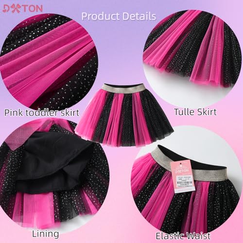 Image of DXTON Girls Tutu Skirt Rainbow Toddler Tulle Ballet Dance Skirt for 3-10Y