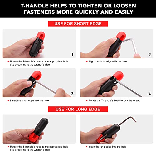 Hurofe Hex Key Allen Wrench Set With Ball End，35-Piece Inch（3/64”-3/8”），Metric（1.27Mm-10Mm），Torx（T10-T50），Long Arm With T-Handle，Chrome Vanadium Steel #TOP1