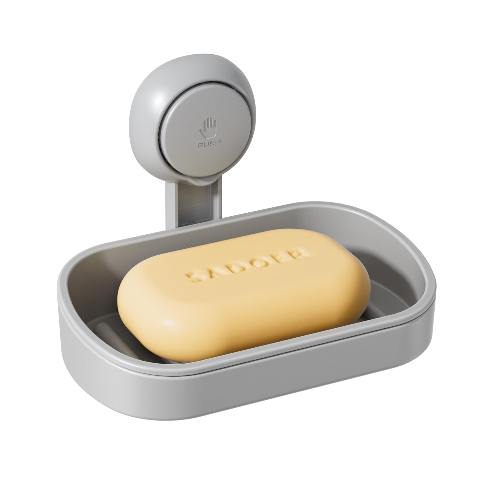 LEVERLOC Soap Dish for Shower, Max Hold 3 KG Suction Soap Holder for Bathroom, Bathtub, Wall Mounted, Waterproof, Drill-Free, Removable Suction Shower Organizer, Sponge Sink Holder, Plastic In Grey