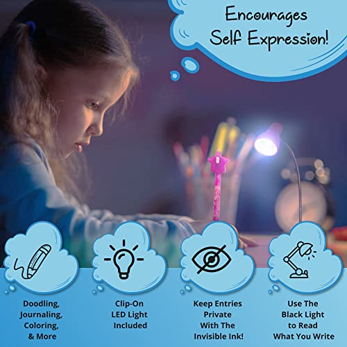 Emoji Sticker Diary Journal Kit For Tween Girl Gifts | Invisible Ink Pen Stationery Set For Kids | Children’s Journal Diary With Emoji Stickers | Light-Up Diary For Girls Ages 8-12 With Booklight #TOP2
