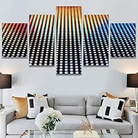 SIGNWIN 5 Panel Canvas Wall Art Abstract Colorful Geometric Hallway Minimalist Mixed Media Multicolor Patterns for Home Decorations Ready to Hang - 60