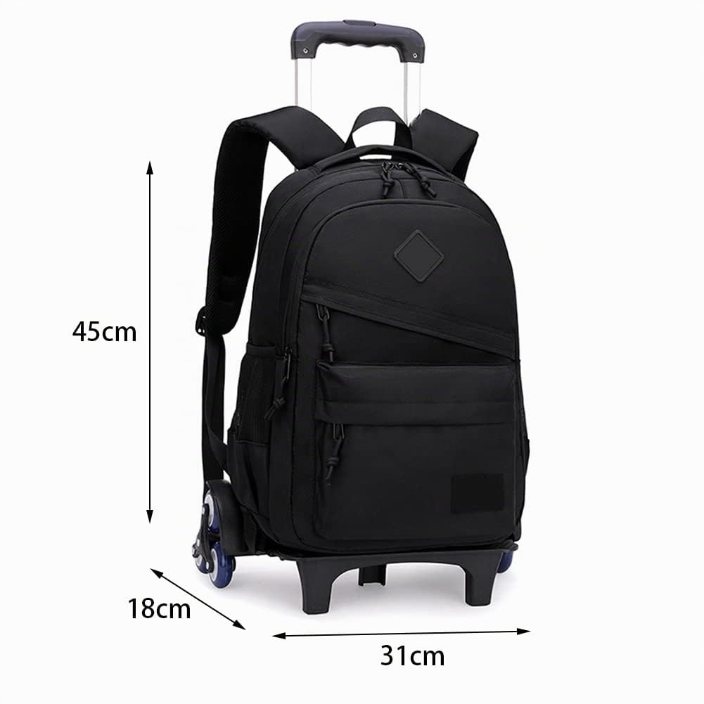 Mochilas Escolares con Ruedas, Mochila Trolley Escuela Primaria Niñas Niño Mochila Carro para Estudiantes (Negro)