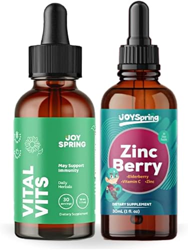 Joy Spring - Multivitamínico diario con raíz de bardana y saúco para niños y zinc con suplementos de vitamina C para niños