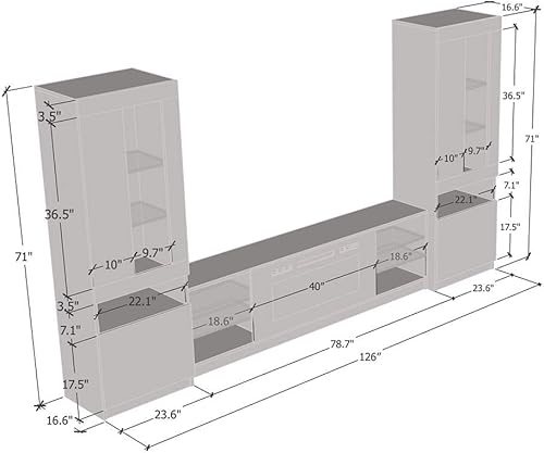 Miniatura 6 de Boston 01 Chimenea eléctrica moderna unidad de pared Centro de entretenimiento