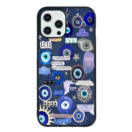 Coque iPhone 12 Pro Max antichoc avec motif de mauvais œil bleu