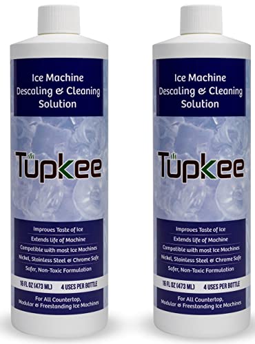 Tupkee Ice Machine Cleaner Solution – 16 fl oz Ice Maker Cleaner Descaler, Nickel Safe - Compatible for Affresh, Whirlpool 4396808, Manitowoc, Kitchenaid, Scotsman - Pack of 2