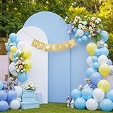 White and Blue Arch Cover 3 Set-7.2FT, 6.6FT, 6FT Arch Backdrop Cover Spandex Fitted 2-Color Fabric Stand Covers for Baby Shower Boy Birthday Party Graduation Banquet Photo Background Decorations