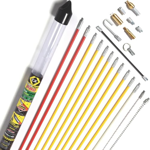 C.K MightyRods Pro 12m Tire Fils Electrique Super Kit, No Échardes, 4 Aiguilles Flexibles, Aiguille Tire Fil Electricien, Baguette Tire Cable Rod Electrique, Baguettes...