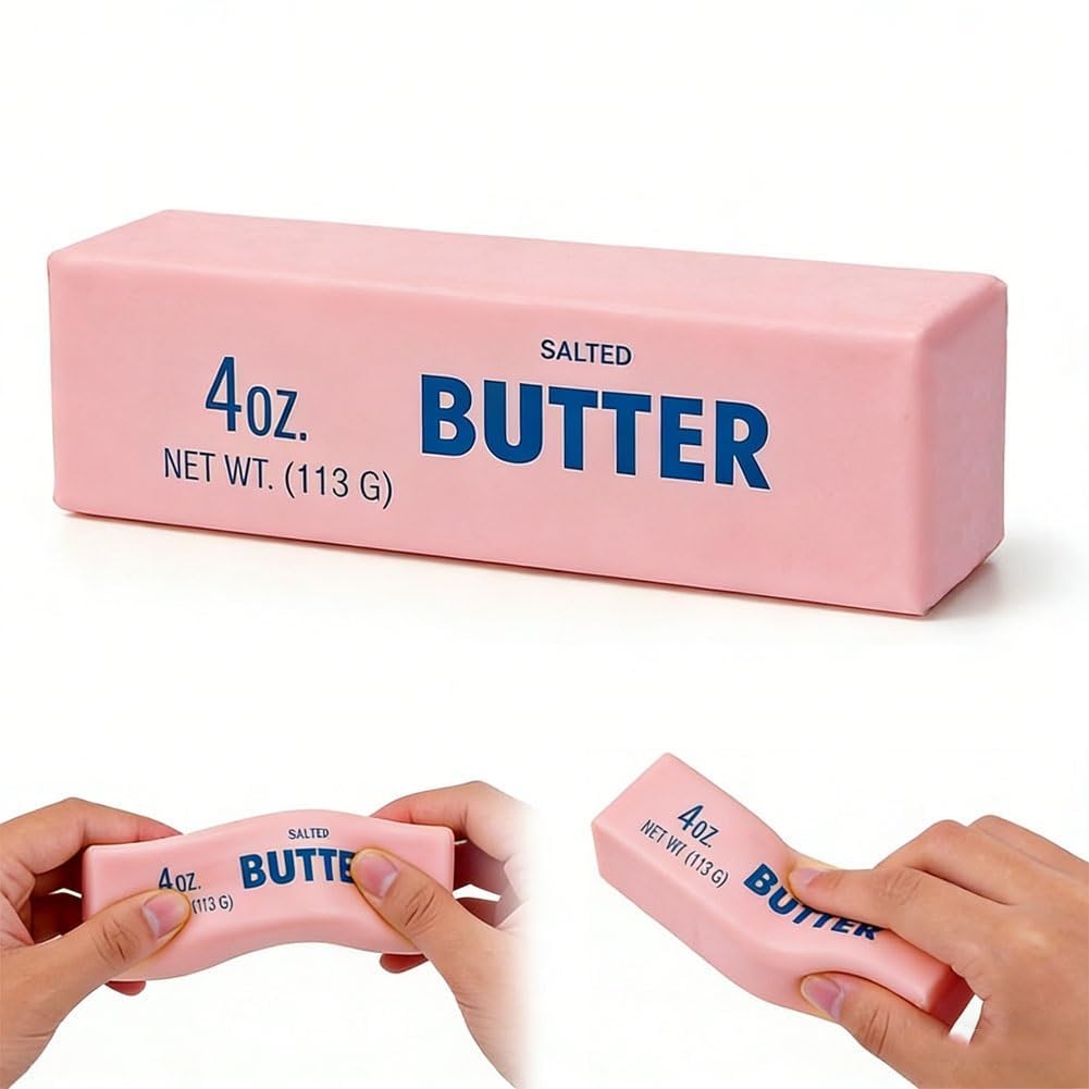 Big Butter Squishy, 4 Oz Large & Mini Butter Stick Squishy, Giant Realistic Bread, Slow Rising Stress Relief Fidget Toy, Soft Squeeze Ball, Party Favor Gift, Jumbo Squeezy Cheese(Pink)-image-20