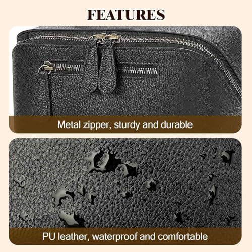 Divvia Travel Makeup Bag 3 Pcs Set, Waterproof Vegan Leather Toiletry Bag Organizer with Compartments & Handle, Cosmetic Bags for Women, Portable Travel Essentials Pouch(Upgraded black, 3L) Divvia Travel Makeup Bag 3 Pcs Set, Waterproof Vegan Leather Toiletry Bag Organizer with Compartments & Handle, Cosmetic Bags for Women, Portable Travel Essentials Pouch(Upgraded black, 3L) - Image 5