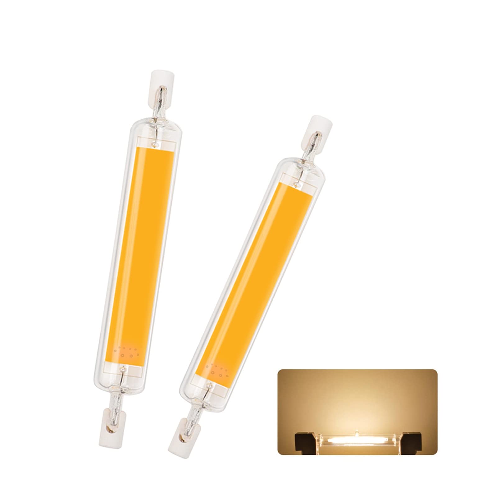 Bvcl Warm White 2700K R7s Led 118Mm Lamp, Dimmable Light Bulb 10W, Equivalent To 100W Halogen Bulb, 1000Lm, No Flicker, 360° Beam Angle, Cob Bulb (Color : Size : 118Mm 2Pcs)