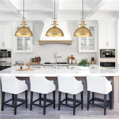Image of 12 Inch Gold Modern Pendant Lights for Kitchen Island 3 Pack