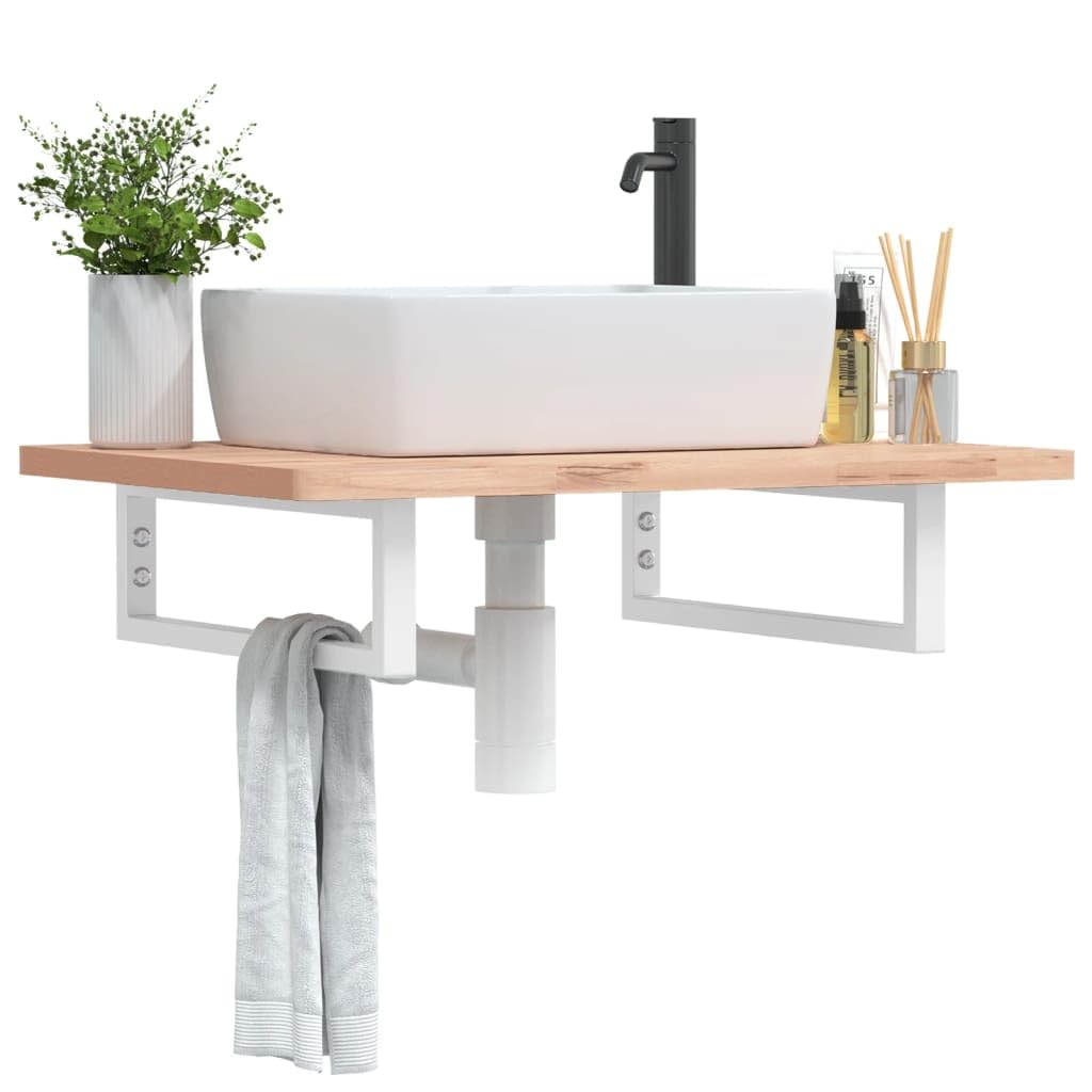 Soportes para lavabo, 2 unidades, color blanco, rectangular, acero, montaje en pared, soporte para consola, soporte para estantería, para baño y cocina, soporte estable para proyectos de