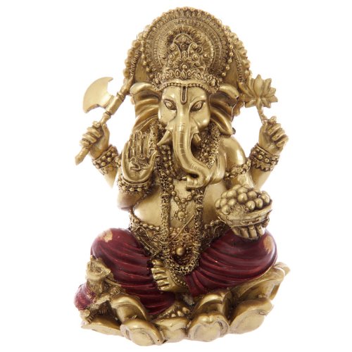 EliteKoopers 1Pcs 16cm Gold and Red Ganesh Statue For Home Decorative Item