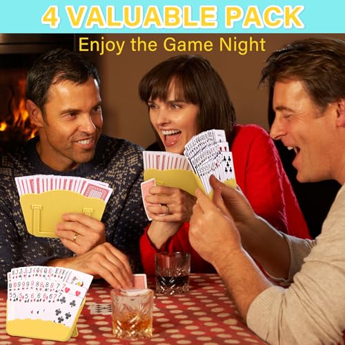 Tenyond Card Holders for Playing Cards - 2 Pack Playing Card Holder w/Foldable Stand for Stocking Stuffer, Travel Game, for Senior, Little or Arthritis Hand, UNO, Poker, or Holiday Game Night, Yellow — view 3