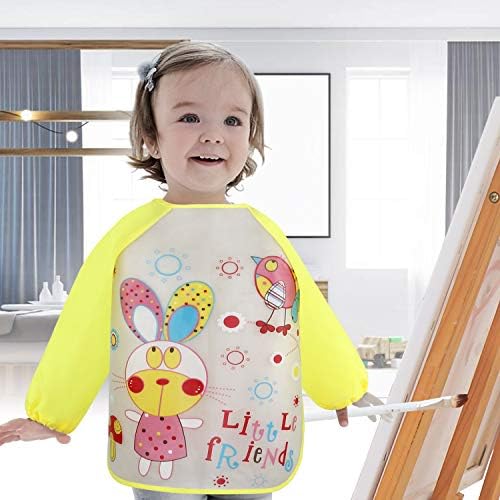 Baby Bibs 4 Pcs Unisex Feeding Bib Waterproof Long Sleeves Toddler Apron Weaning Bibs for 6 Months to 3 Years Old