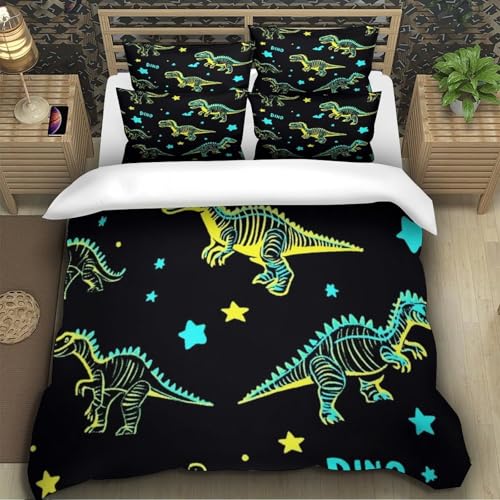 Parure de couette dinosaure lumineux 3D microfibre respirable - 5