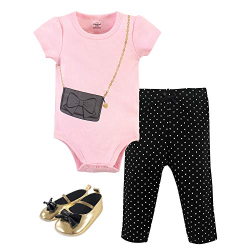 Image of Little Treasure Unisex Baby Cotton Bodysuit, Pant and Shoe Set
