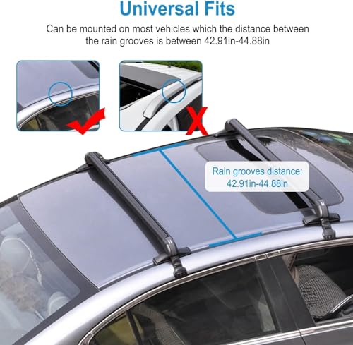 Bellanny Car Roof Rack, Aluminum Roof Rack Cross Bars with Anti-Theft Lock, 75KG Capacity, Removable, Waterproof, Quick Fit, Low Wind Noise, Heavy-Duty Roof Bars for Racks Bicycles Cargo - Image 4
