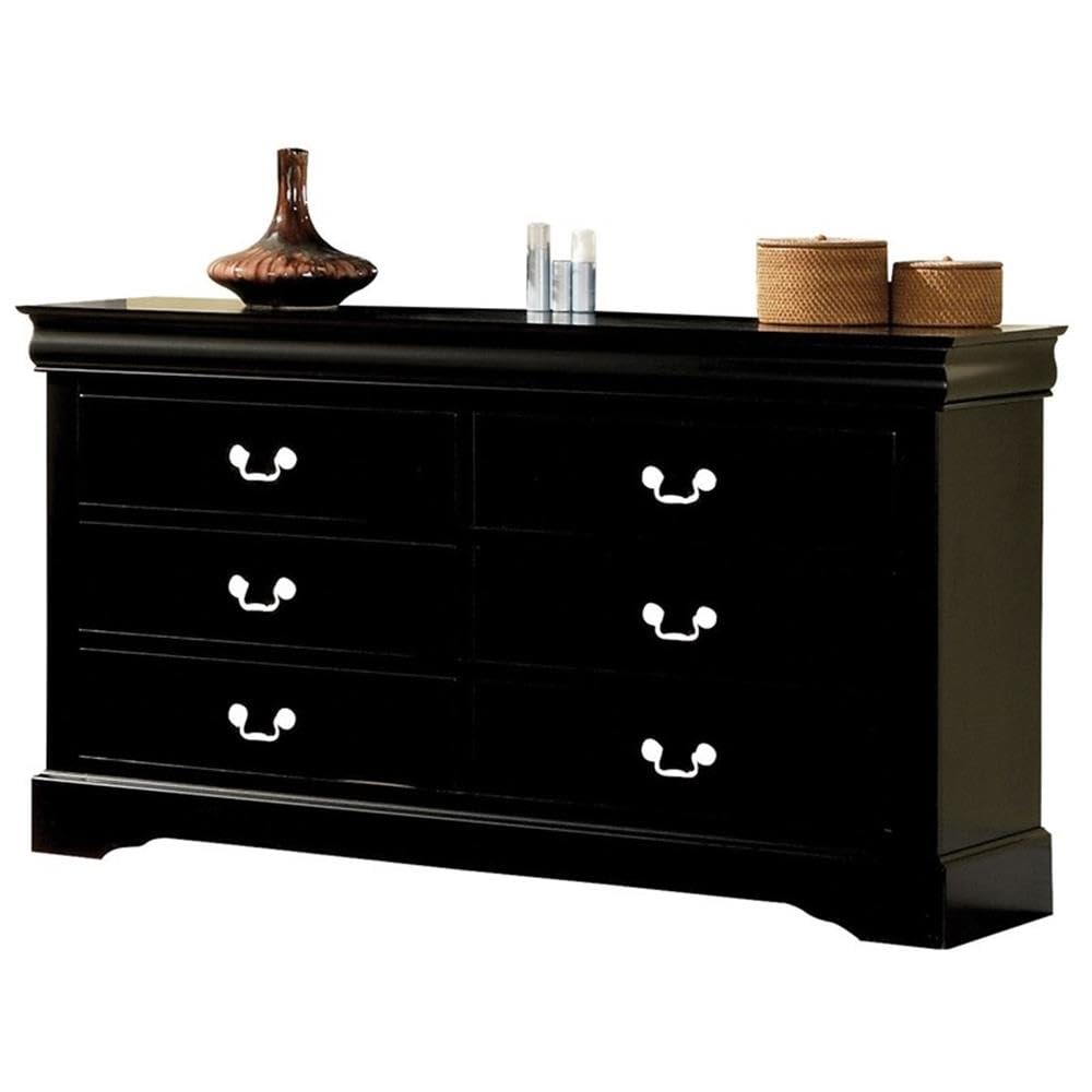 Acme Louis Philippe III 6-Drawer Dresser in Black