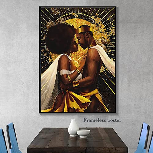 Studio4Walls-Gold African American Wall Art Black Art Paintings For Wall Decor Black Man African Art Wall Decor African Portrait Canvas Wall Art Pictures For Bedroom Living Room Home Decor #TOP3